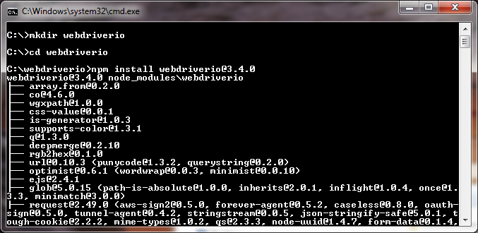 WebdriverIO Install wdioInstall