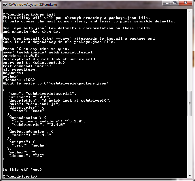 npm init package.json