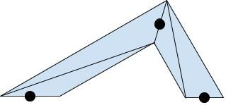 Two trapezoids connecting three points Two trapezoids connecting three points